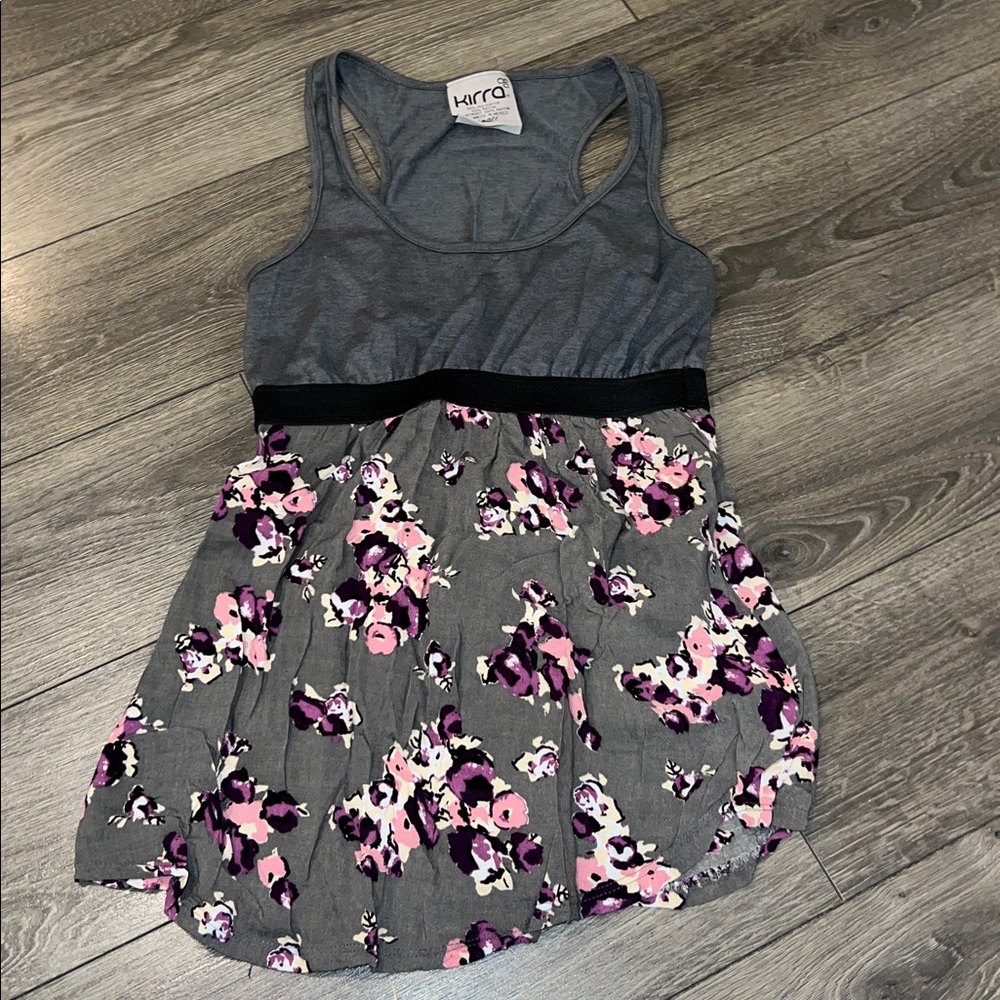 Kirra Gray and Pink Floral Tank Top